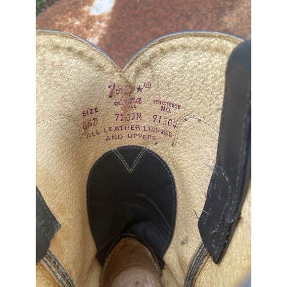 TONY LAMA Mens Boots 8.5 D Gray All Leather Ropers Cowboy Western 7703M Vintage - Picture 12 of 12